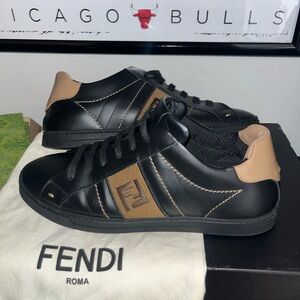Fendi FF Logo Calfskin Low Sneakers